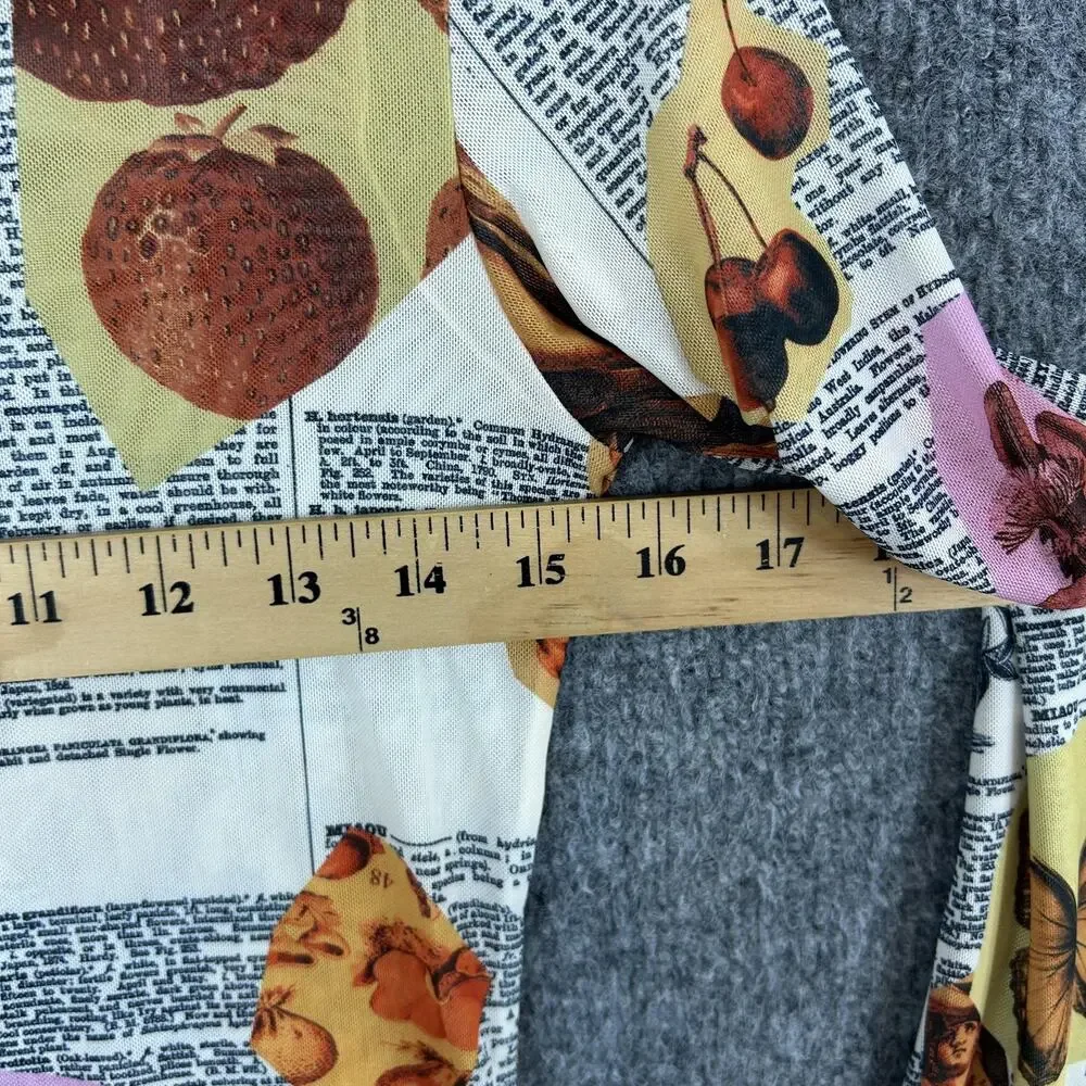 Miaou Top Medium Long Sleeve Tee in Botany Dictionary Flower Mesh Artsy Indie - Picture 9 of 10